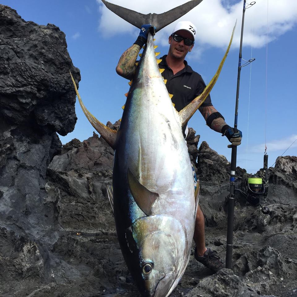 Giant yellowfin caught spinning the rocks